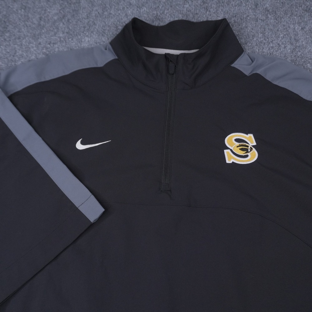 Nike Pullover Mens L Black Grey Dri-FIT Short Sleeve Quarter Zip Football S Logo